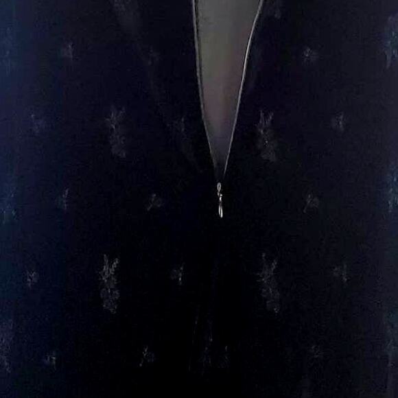 Vtg Molly Malloy 16 Black Crushed Velvet Party Dress Whimsigoth Floral Embossed - Picture 8 of 14